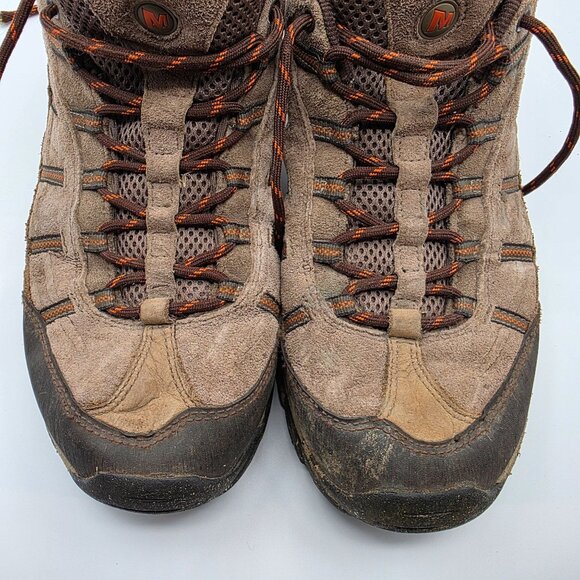 Merrell Boulder Mens Size 10 Brown Shoes Vibram Soles Camping Hiking Trails - Picture 10 of 13